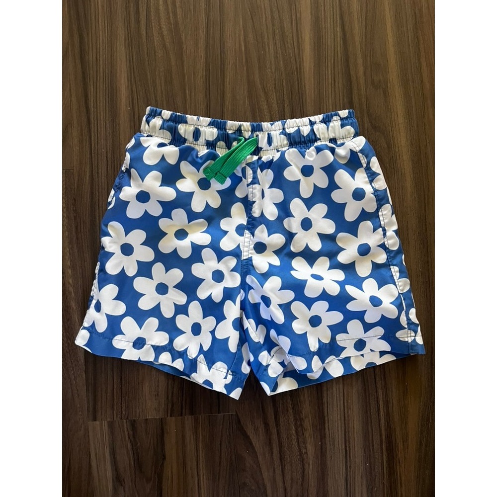 Primary Swim Trunk in Cutout Blooms Blueberry Ivory Bloom Boys Swimsuit size 6-7
